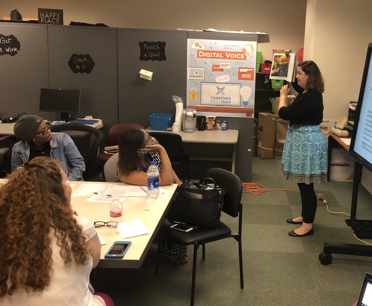 JonBracksieck's tweet photo. None other than our very own Sarah @TeachWithHonore captivating an audience with a read-aloud of @mattdelapena’s Love! Houston ELA is preparing for another awesome school year!  #HISDELA https://t.co/5FOX6WhcBU