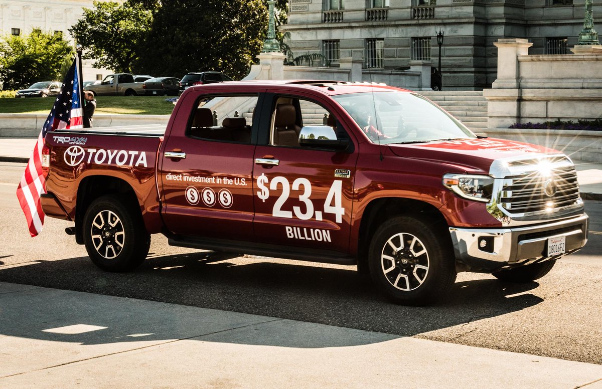 1.2 million+ vehicles were built in the U.S. in 2017, but #tariffs threaten American jobs &amp; increase costs of vehicles sold. If tariffs are imposed, we estimate the cost of the KY-built Camry will increase by $1,800, the TX-built Tundra by $2,800 &amp; the IN-built Sienna by $3,000