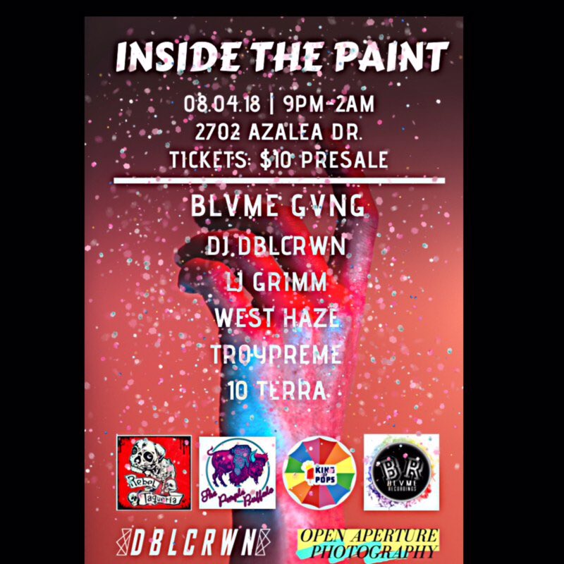 HippyCocaine's tweet image. August 4th it's BIG BIG BIG YA DIG YERPPPPPP !!!!!  ERBODY PULL UP TO THE PAINT PARTY!!!! FOOD DRINKS AND PERFORMANCE, YERPPPP