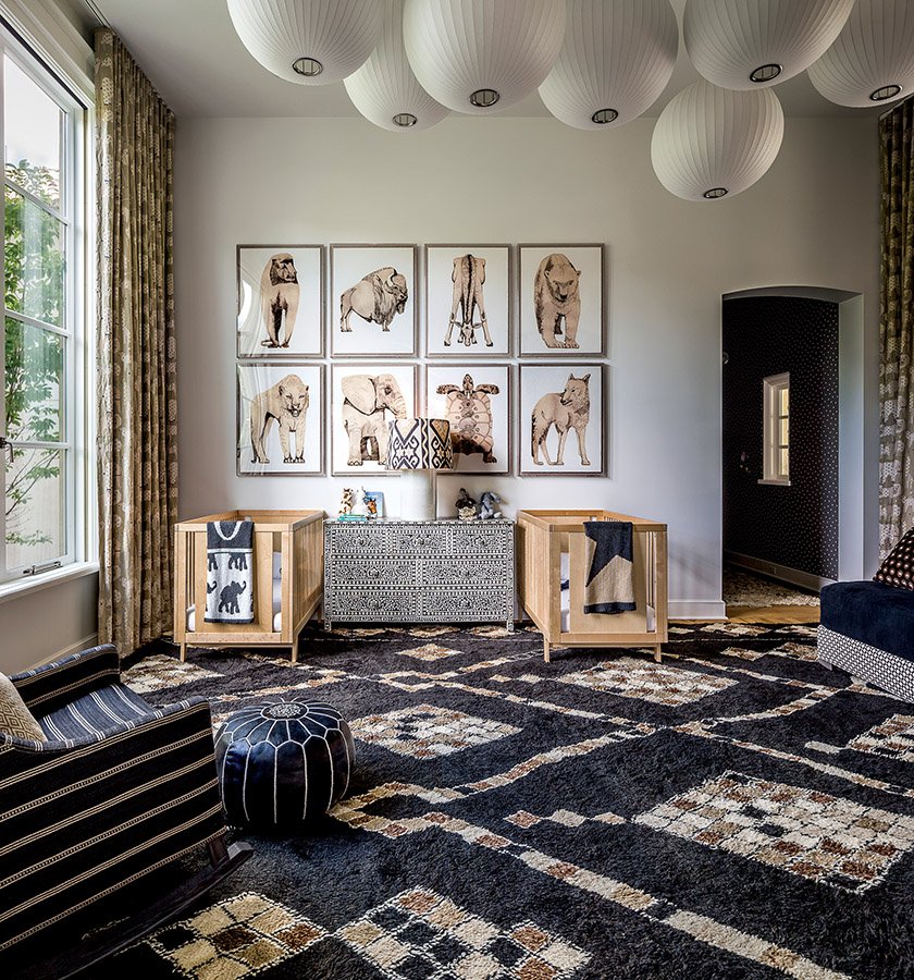 A nursery with a Mansour Modern rug, artwork from Natural Curiosities and cribs by Oeuf. 

Interior Design: Cashmere Interior
Photo: Alan Gilbert
See more at bit.ly/2uBojKP

#cashmereinterio #design #roominspiration #handdportfolio #nurseryideas #moderndesign