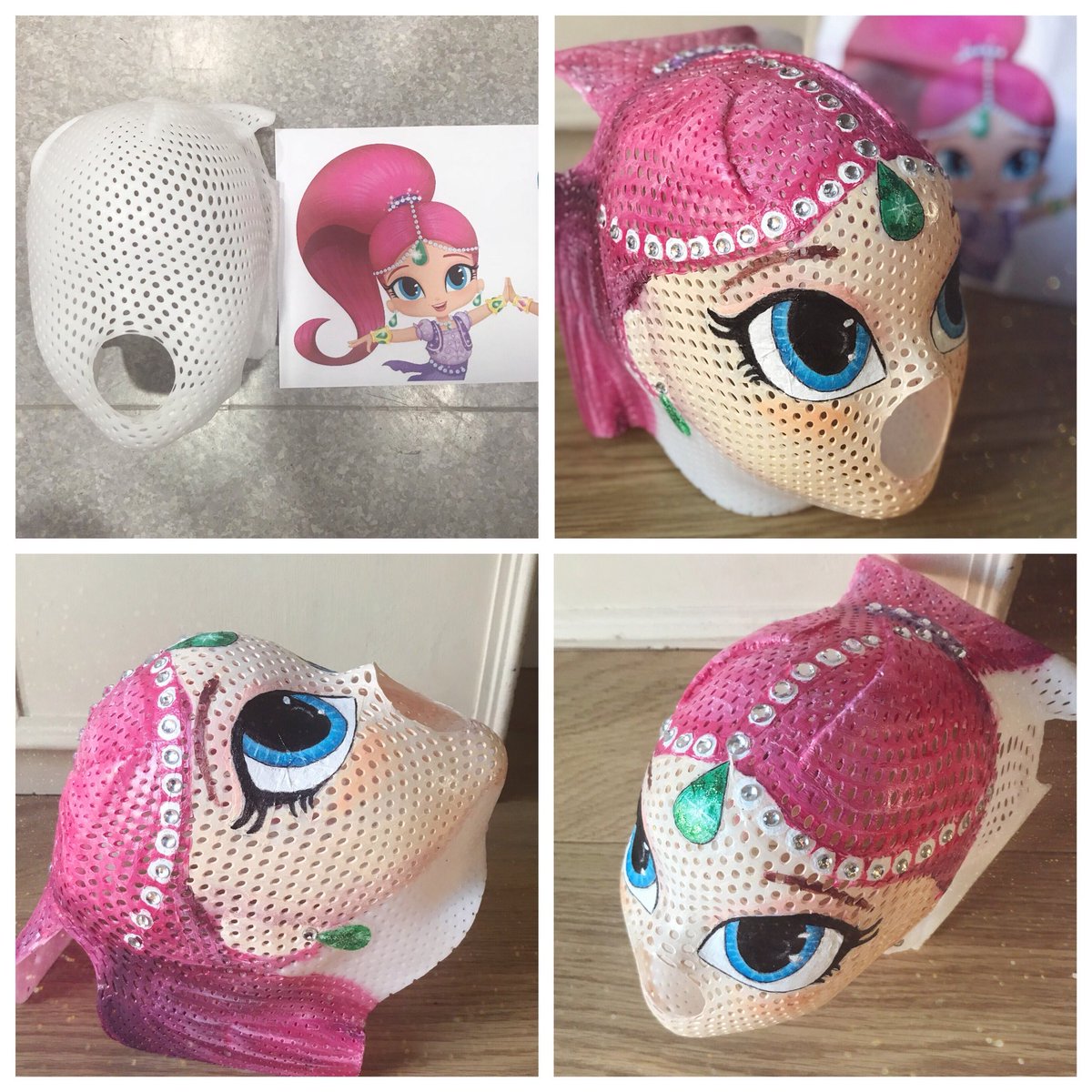 Earlier this week a 7 year old girl asked me to transform her #radiotherapy mask in to her favourite character ✨Shimmer.✨
Here it is... 😊

#ChildhoodCancer 
#NHS