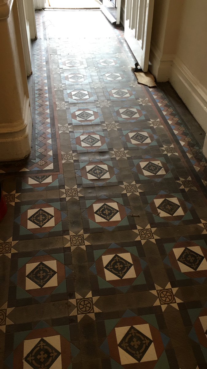 straphaelyork44's tweet photo. Few days hard work but worth it. Original 130 year old Victorian mosaic tiles bought back to life! What do you think? #restoration #DIY #readyforguests https://t.co/RgOxkfhyFh