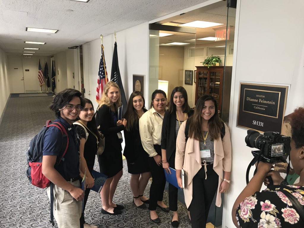 gailekrause's tweet photo. Thanks to @SenFeinstein and her team for meeting with students from USC, USD and #MSMU as part of the Catholic Relief Services national college #SALTSummit. We appreciate your support for international aid. Chris and Shaefer were great to talk with! https://t.co/rdnSzuytsc