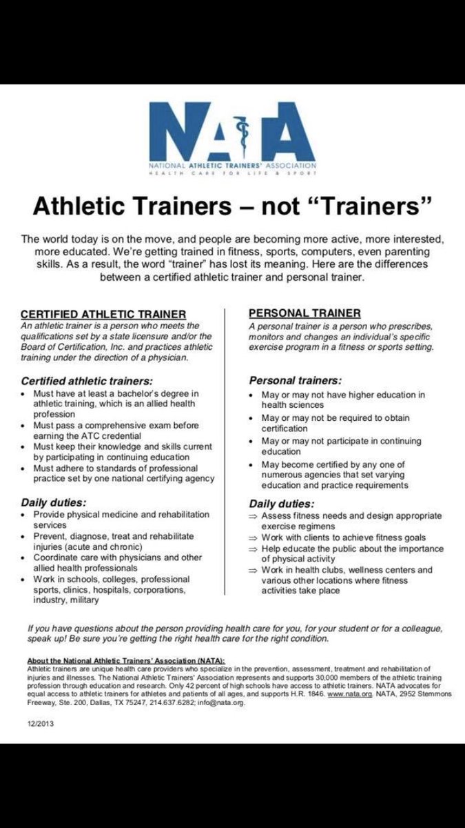 illinois_cecat's tweet photo. So what’s the difference ??? #athletictraining #notatrainer https://t.co/v9xNWeB5WS