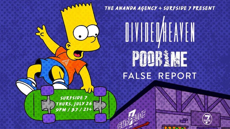 🚨 EXACTLY ONE WEEK AWAY! 🚨

Next Thursday, July 26th at <a href="/surfsideseven/">Surfside 7</a> in Ft. Collins, CO - <a href="/DividedHeaven/">Jeff Berman</a> , @PoorMeMusic &amp; <a href="/falsereportband/">False Report</a>.

21+
9pm doors / 9:15pm show.
$7 - all $ collected at the door goes to the bands.

🗓 - facebook.com/events/1712233…