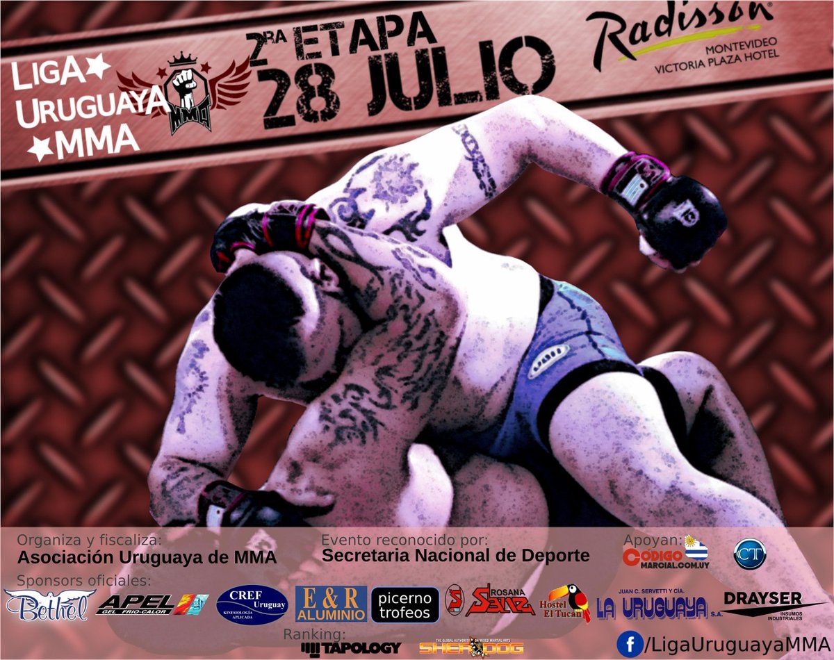 DrayserLTDA's tweet photo. Drayser sponsor oficial de la Liga Uruguaya MMA 
Entradas disponibles a través de Redpago https://t.co/F0lghNgpc7