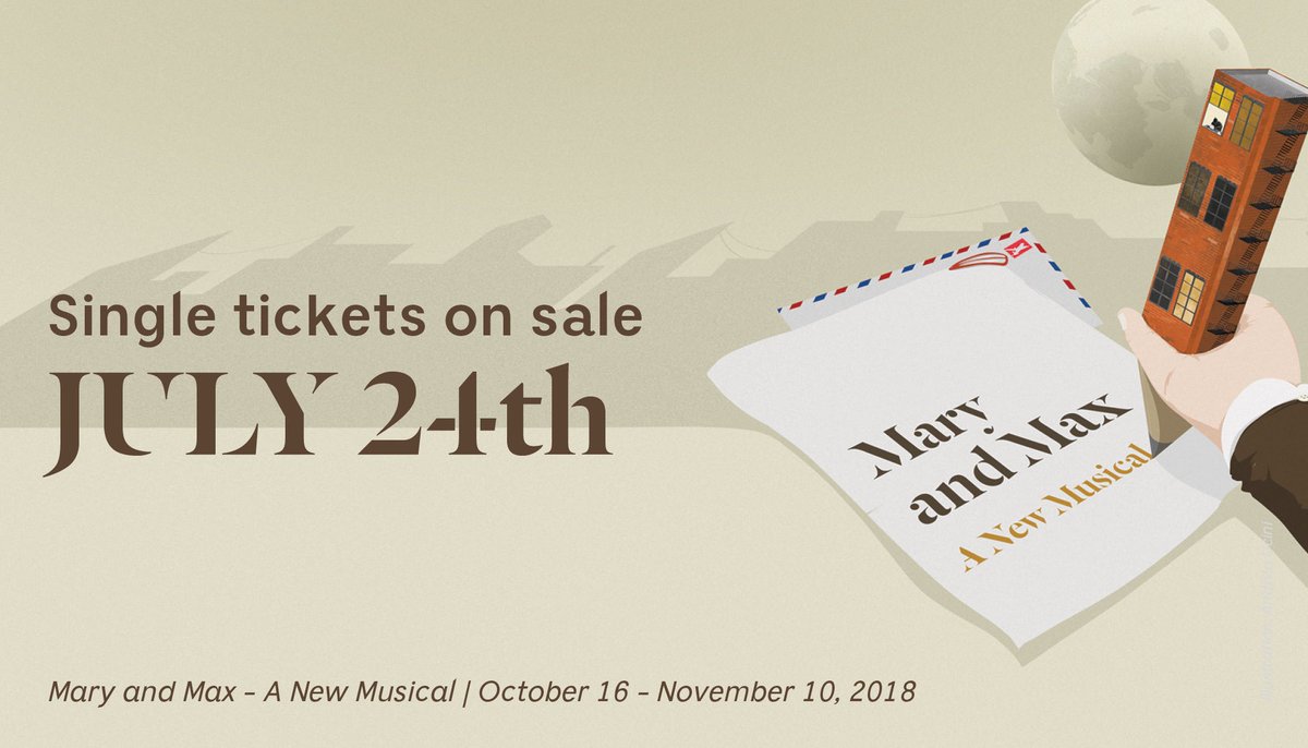 Get your tickets to the World Premiere of Mary and Max: A New Musical! Single tickets for all performances go on sale July 24th! 📫 theatrecalgary.com