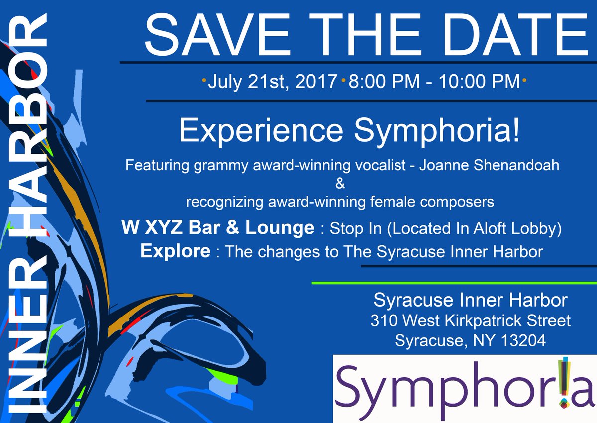 THIS SATURDAY!! <a href="/SymphoriaCNY/">Symphoria</a> 's FREE Summer Concert Series returns this summer, with an outdoor performance at The Syracuse Inner Harbor!
*Parking is available in the lot adjacent to the <a href="/AloftSyracuseIH/">Aloft Syracuse IH</a> . #cnyevents #symphoria #syracuse #syrinnerharbor