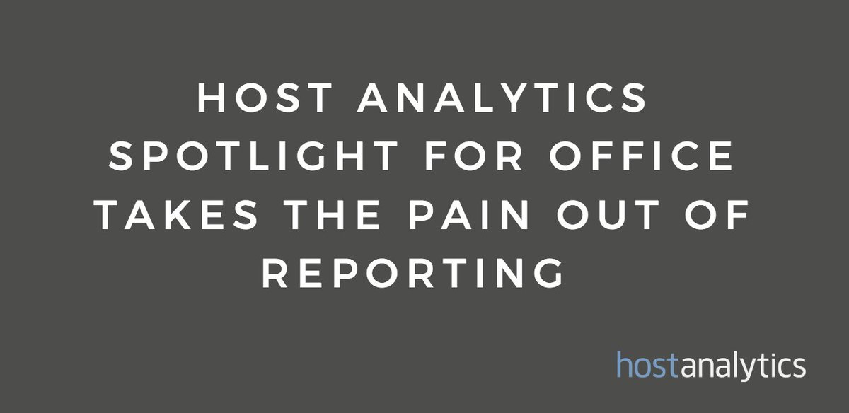 Planful's tweet photo. Host Analytics Spotlight for Office Takes the Pain out of #Reporting with New Microsoft Office Integrations https://t.co/QVEE2XJB4D  #EPM https://t.co/o7S7t7JRVZ