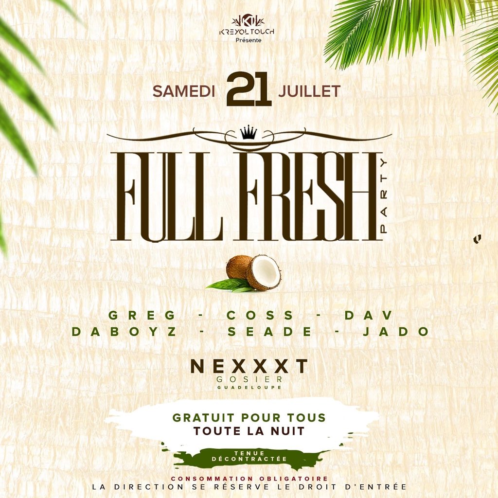 Doucinette971's tweet photo. |GUADELOUPE| SAMEDI 21 JUILLET | Chill × Snack x Clubbing x Chicha #AFTERFEST
___
Gratuit pour tous toute la Nuit (Conso Obligatoire) !!!
Get Ready !!! #FullFreshParty #FullFresh #KreyolTouch https://t.co/sHgSS9Oesm