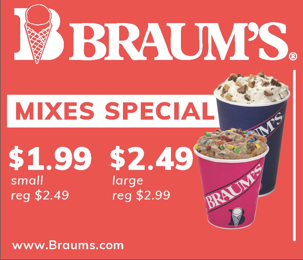 Braums_IceCream's tweet photo. The forecast for tomorrow and the weekend is HOT! We can help cool you down with a sweet summer special on our candy mixes: Small-$1.99 & Large-$2.49. This deal is good through 7/22. #braums #mybraums #braumsicecream #candymix #summertreat https://t.co/Ulm4BnW9YE