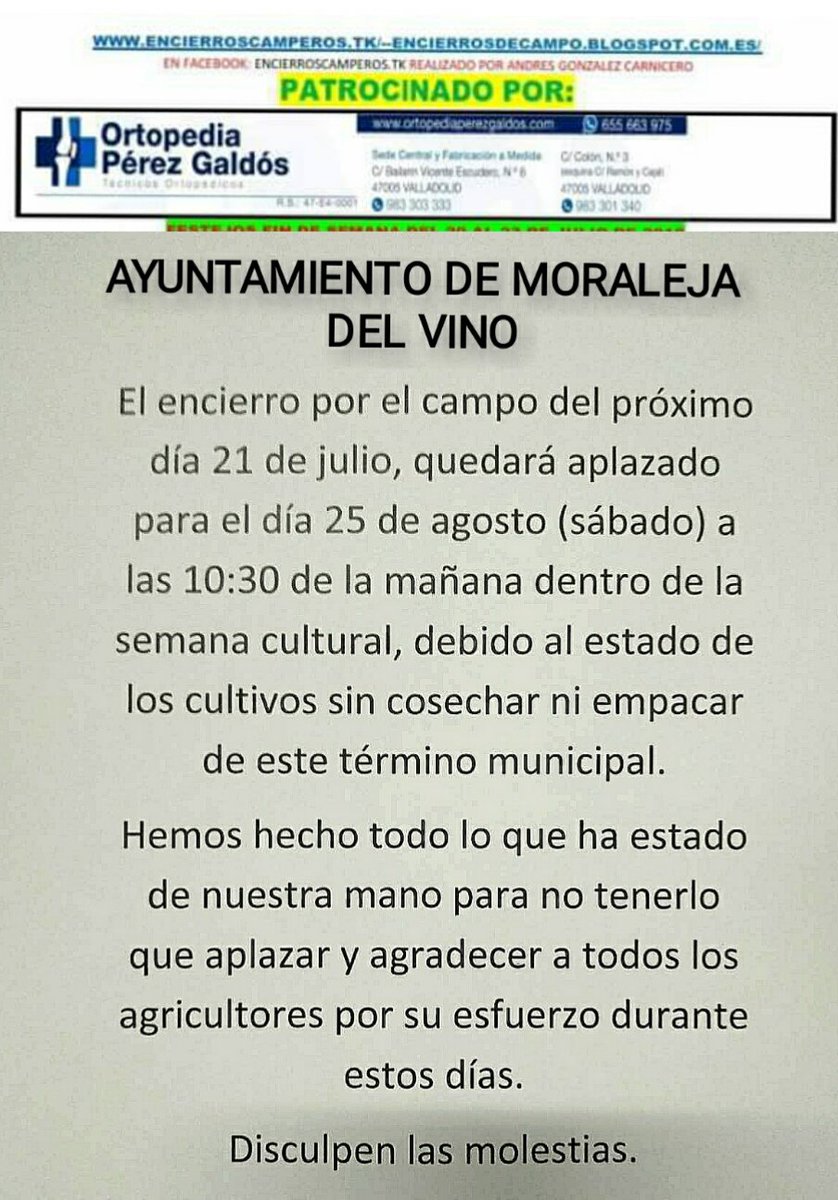 Cancelado encierro Moraleja del Vino