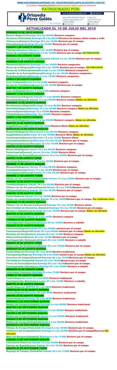 FECHAS DE ENCIERROS POPULARES POR EL CAMPO