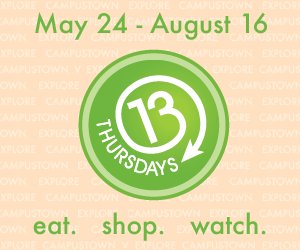 Happy #13Thursdays! Deals and discounts are going on all day today at 20+ businesses. Make your way to #Campustown!