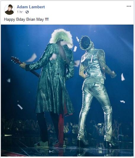 New FB post: \"Happy Bday Brian May !!!!\"  