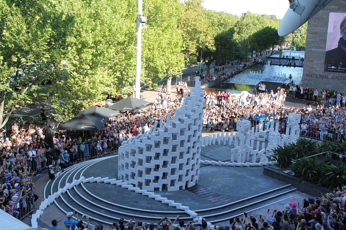 AbsCultured's tweet photo. Make a day of it! All the details, including routes &amp; timings are now available for Dominoes, 11 August. Watch the build, explore the route &amp; find your favourite spot to watch the domino run in action. Click the link for all the details &amp; pls RT https://t.co/WVU03zKPIc https://t.co/yUryrdsEBa