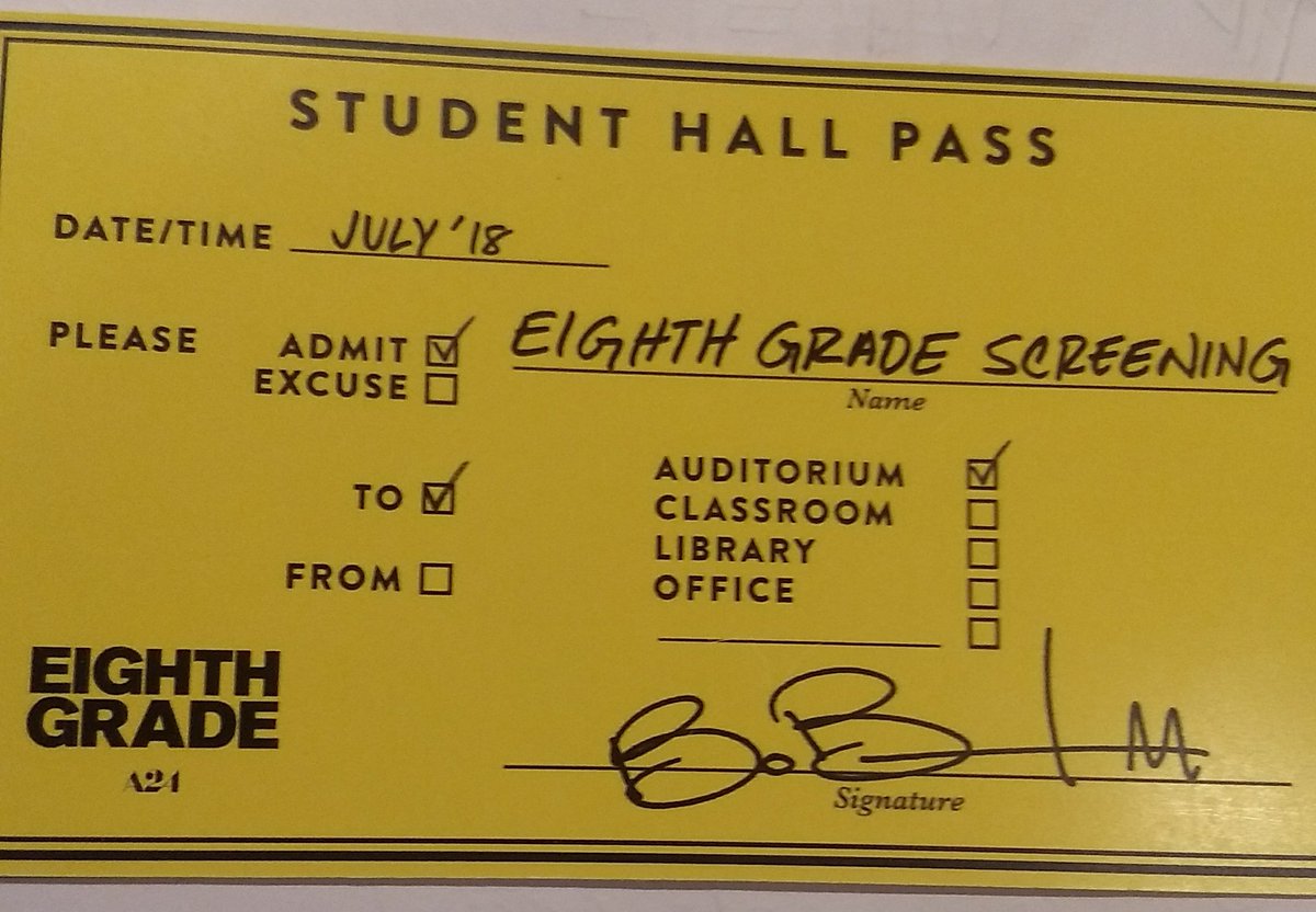 CinemaJaw's tweet photo. Sure hope everyone gets a Hall Pass this weekend and is able to check out #EighthGrade
Such an honest and touching look at that awkward time in life.
#2018Gem #SeekItOut โญโญโญโญ https://t.co/jrNcvQRTiZ