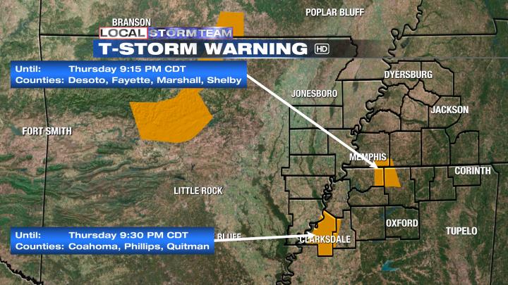 LocalStormTeam's tweet photo. A Severe T-Storm Warning is in effect for the counties below. #localmemphis https://t.co/4Ypx0e5KMT