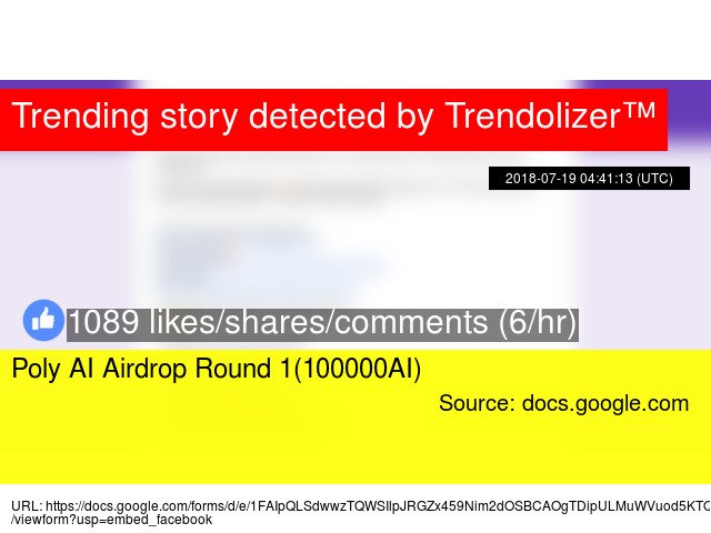 Bitcoinolizer's tweet image. Poly AI Airdrop Round 1(100000AI) #TelegramChannel #technologybase #artificialintelligence #Twitter bitcoin.trendolizer.com/2018/07/poly-a…