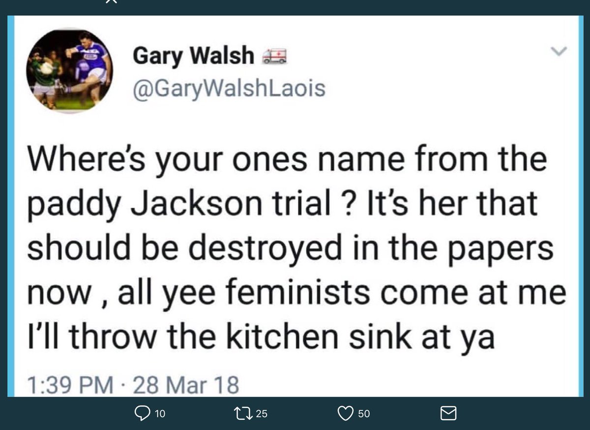 lepbeard's tweet photo. So @GaryWalshLaois #blocked me for retweeting his tweet about #IBelieveHer #PaddyJackson #StuartOlding #BlaneMcIlroy #RoryHarrison #IRFU @UlsterRugby @IrishRugby #acquittedtherugbyrapetrial @mwhire @CLGLaois have yet to respond... https://t.co/McsPbp3SEM