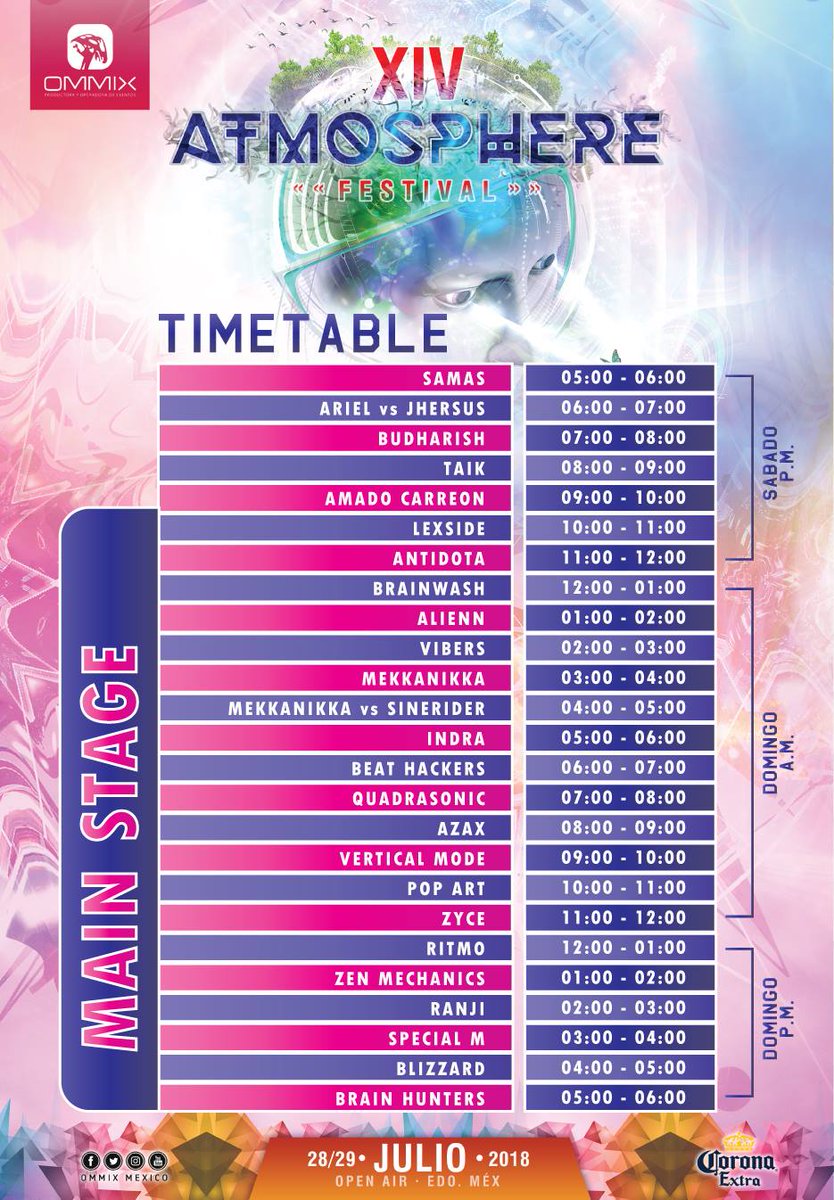 EMPOTV's tweet photo. Propuesta de horarios para #AtmsXIV ¡Faltan 9 días! Sus opiniones y sugerencias son importantes para @OmmixMexico, por lo tanto los cambios mas solicitados y votados serán tomados en cuenta.
Boletos disponibles (3a preventa):
https://t.co/i2kTDheE52 https://t.co/pqjuFWVill