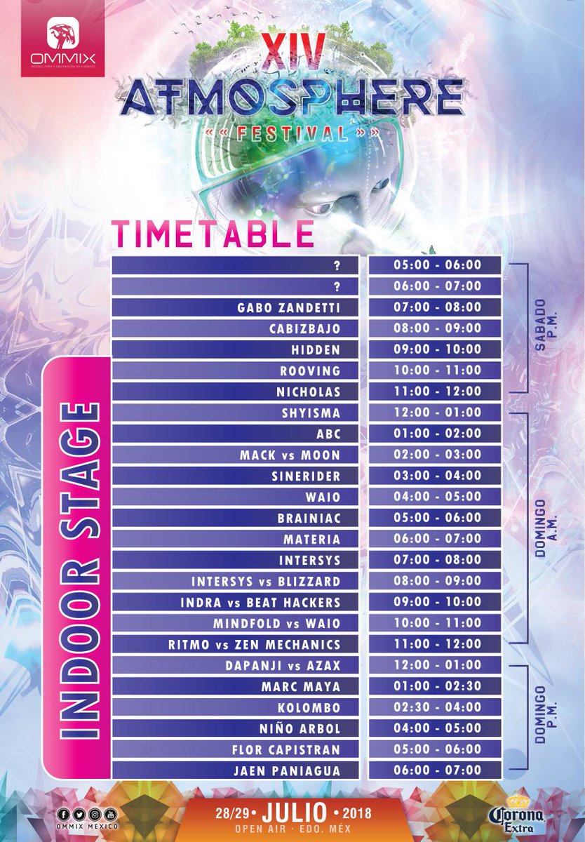 EMPOTV's tweet photo. Propuesta de horarios para #AtmsXIV ¡Faltan 9 días! Sus opiniones y sugerencias son importantes para @OmmixMexico, por lo tanto los cambios mas solicitados y votados serán tomados en cuenta.
Boletos disponibles (3a preventa):
https://t.co/i2kTDheE52 https://t.co/pqjuFWVill