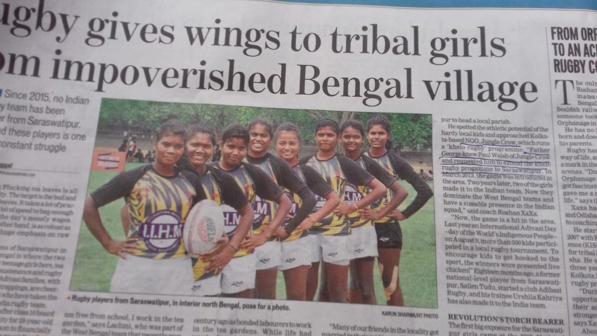 subornobose's tweet photo. What a great article in @htTweets IIHM sponsored Bengal Rugby Team nurtured by @chirpycrow Paul Walsh who is doing a yeoman job to promote Rugby in Bengal @IIHMHOTELSCHOOL @Bruce_Bucknell @UKinIndia @KheloRugby @junglecrows @Rugbyworldmag https://t.co/OMGffX1Mkf