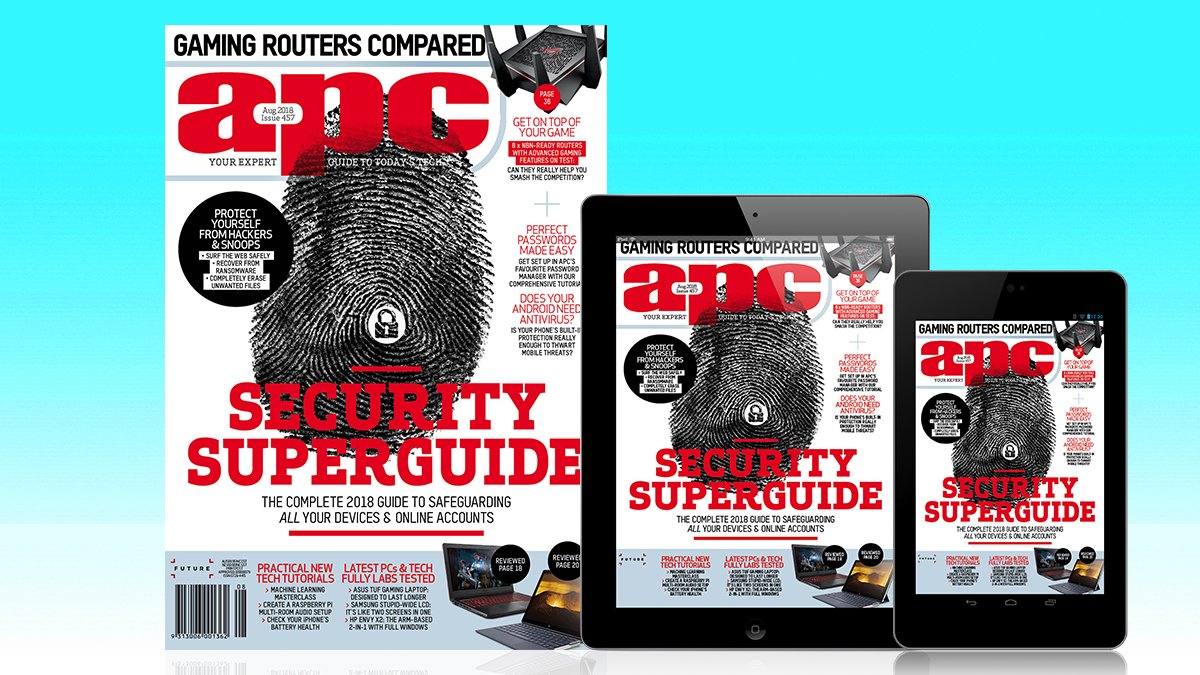 APCmag's tweet photo. Safeguard your devices and online accounts with the August issue of APC! Protect yourself from hackers and get set up with our favourite password manager with our 2018 security superguide! Plus, we compare a bunch of NBN-ready gaming routers. On sale now! https://t.co/ci666HeYww