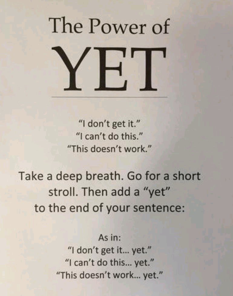 drbasilmarin's tweet photo. The most powerful three letter word, "YET". https://t.co/8uCIbA0vBd