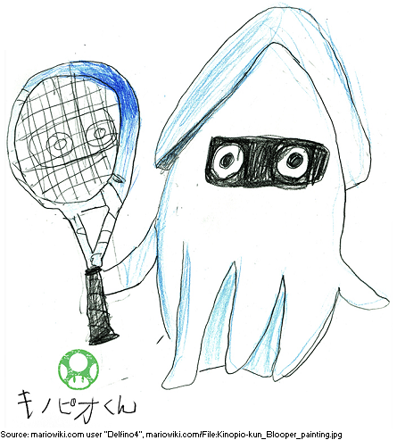 Supper Mario Broth Twitterren: "Artwork of Blooper from Mario Tennis Aces  uploaded by Nintendo to their official LINE account. The artwork is  presented as having been drawn by the account's green Toad