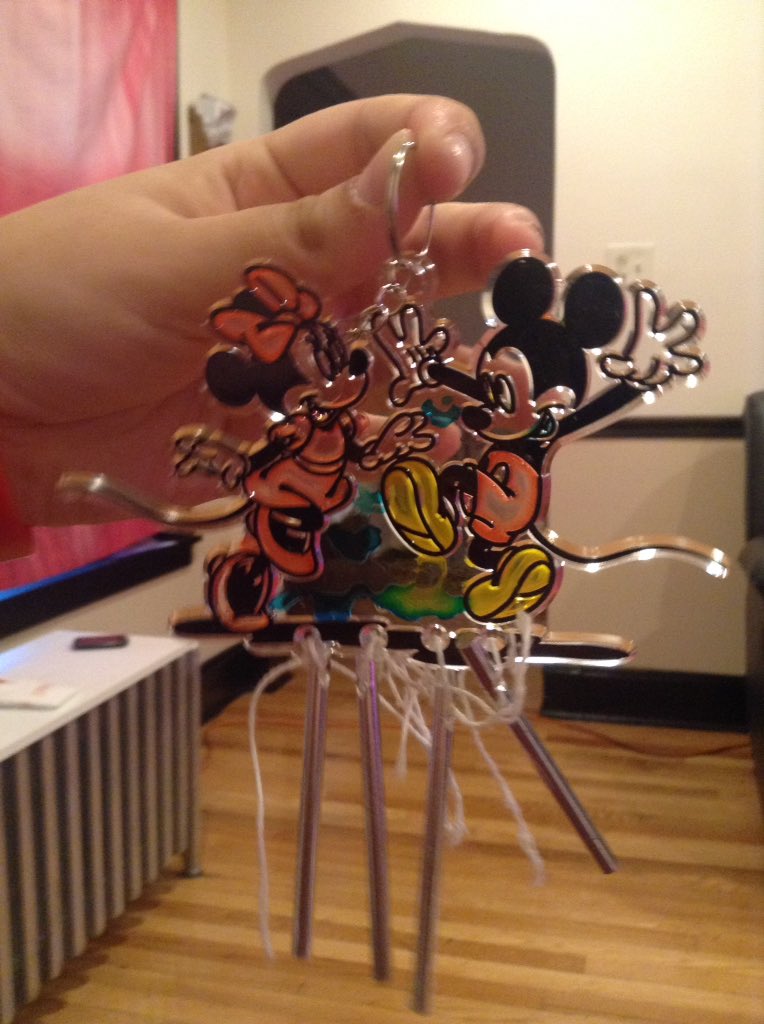 graveyardfoxes's tweet photo. The Mickey and Minnie Mouse wind chime I made!!!!! It's so cute! https://t.co/eDwjOg4b9m