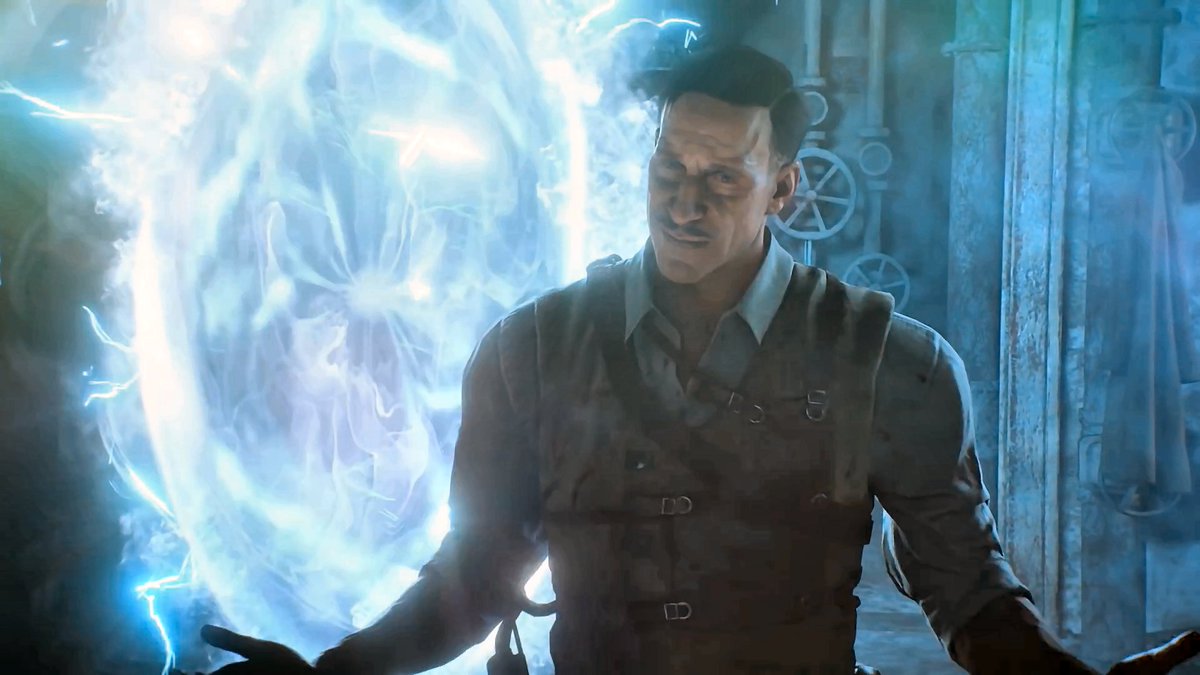 WAH_su's tweet image. I knew we were not being shown a specific #Richtofen yet, here he is, and this one utilizes the #apothicon #portals, should be a huge give-away who the "familiar enemy Hell-bent on imprisoning them" is. #BO4Zombies #BOTD