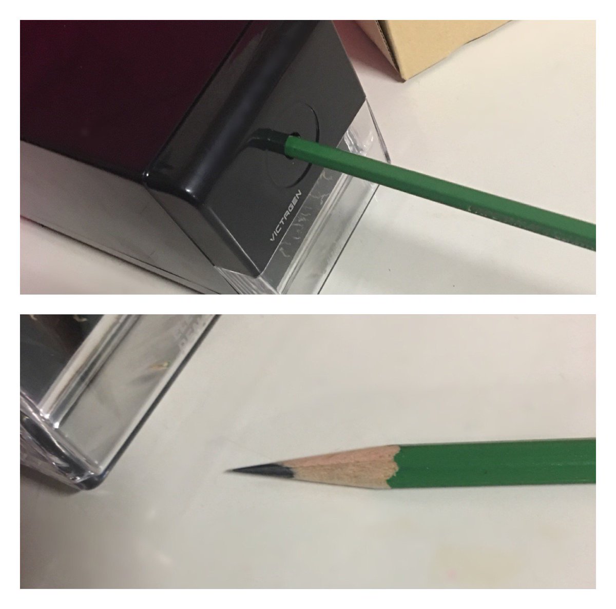 debbsmith9's tweet photo. I needed a new pencil sharpener and I bought this one. It sharpens any wood pencil. I really like it. It sharpens the pencils very quickly.  Victagen Electric Pencil Sharpener has a heavy duty steel blade auto stop non skid feet. I love it. https://t.co/jV4IfQSFWL https://t.co/A3Cw9IVa2r