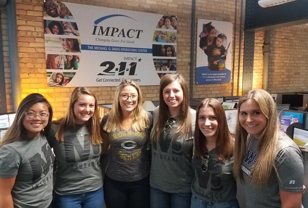 IMPACT_Inc's tweet photo. IMPACT hosted a group of interns from @M3Insurance and @RuekertMielke for @UnitedWayGMWC #InternDayofAction. They conducted follow-up surveys with 2-1-1 clients and the information collected helps us report outcomes to United Way and other funders. Thank you, ladies! #LiveUnited https://t.co/QUUP0RUK5y