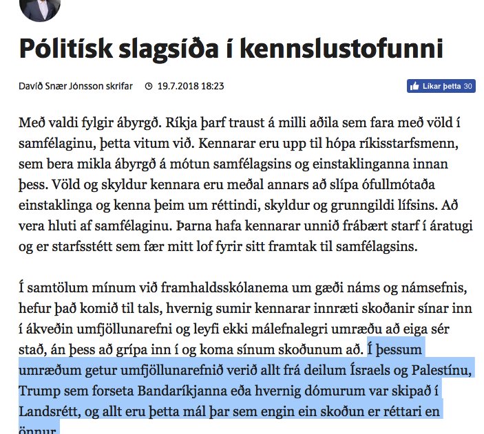 Thordurjo's tweet photo. Allt eru þetta mál sem augljóslega ein skoðun er réttari en önnur. Ísrael er að þurrka út Palestínu á meðan fólk karpar um tveggja ríkja lausn. Trump er egómanískt fyrirbæri sem lofar einræðisherra og er að breyta eðli alþjóðasamskipta. Sigríður Andersen braut lög og er vanhæf. https://t.co/KZF1P2SUg4