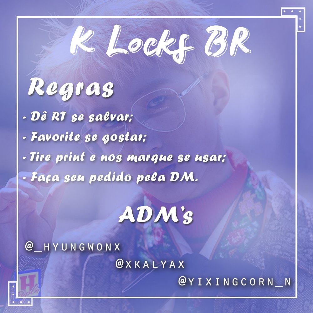 K_LocksBR's tweet photo. °•°Regras oficiais°•°
× ADM's: @xkalyax @Yixingcorn_n @_hyungwonx https://t.co/cJmHctccAu