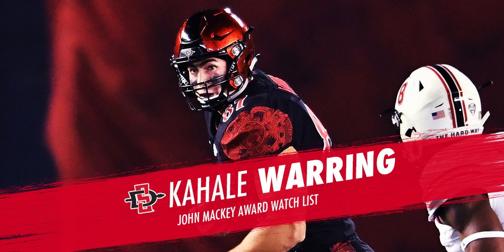AztecFB's tweet photo. Congratulations to Kahale Warring for earning a spot on the @JohnMackeyAward Watch List! #OneCityOneTeam https://t.co/6ERmuHjZPy