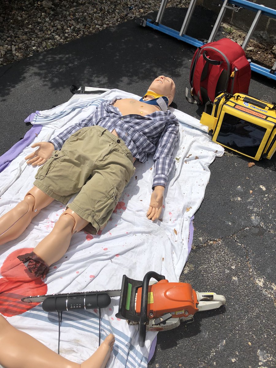 NateGorm91's tweet photo. Taking initial EMT Training the the next level! Yes, that’s a chainsaw. #RealitiveDisbelief meets #ExceedingTheChallenge.
@OSFHealthCare @LesMennenga @GaumardInFocus @i_simulate @laura_mon2 @kurtbmd https://t.co/hzMNJxlXkQ