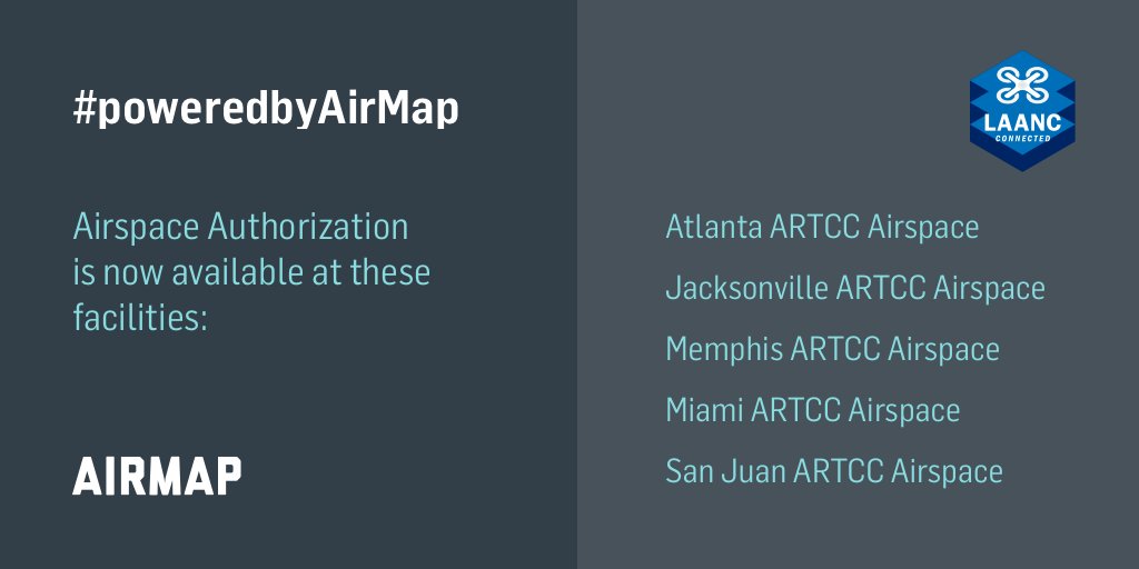 Eastern-South US: commercial drone operations are coming your way now that #LAANC is enabled in your region! Click here for the complete list: ow.ly/2Hg030l28zE. #poweredbyAirMap