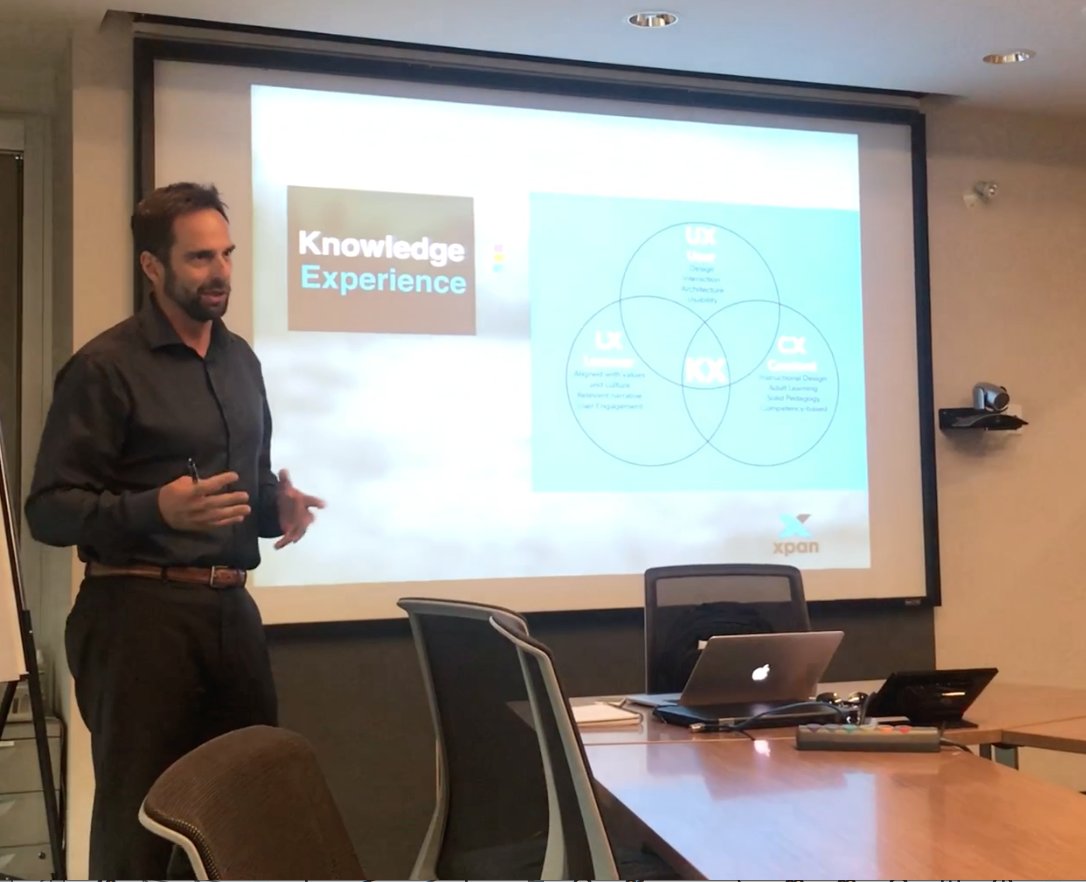 XpanInteractive's tweet photo. Xpan's President @xpanguy speaks to the Calgary EdTech community about Xpan's market strategy for its Belay LCMS. It’s a passionate group that provided great feedback about the future of online learning platforms. We are grateful to be part of this group. #edtech #xpaninteractive https://t.co/UmiXEVm5wo
