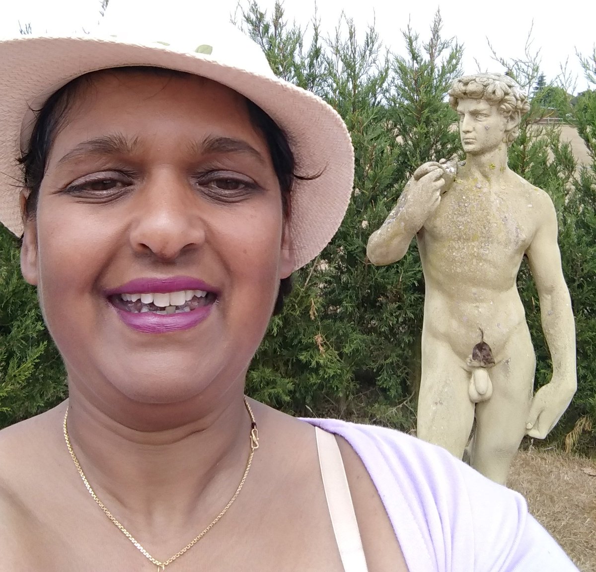 On the hunt for classical statues. David looking good in Wilberfoss...@PockLatin <a href="/The_RHS/">The RHS</a>