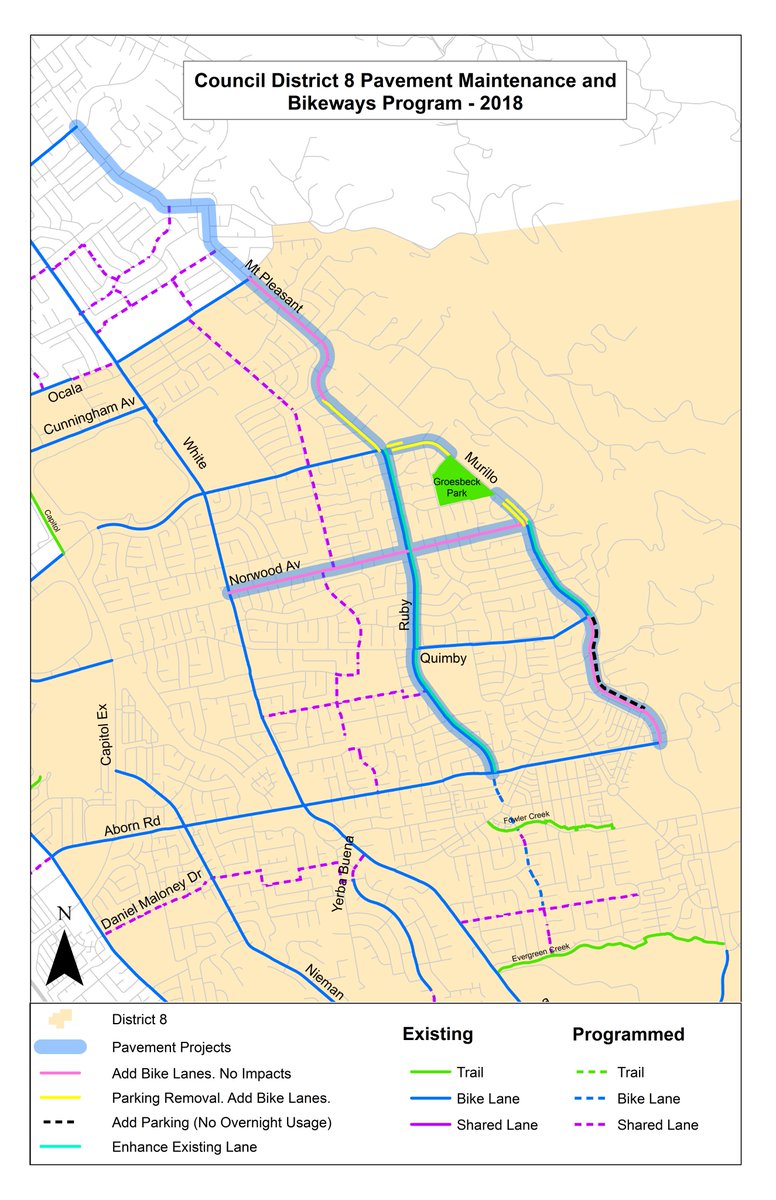 Join us next Thursday, 7/26, from 7:00 to 9:00 pm, at the Evergreen Islamic Center, to learn about our 2018 pavement maintenance and bikeways program in District 8. Details: sanjoseca.gov/Calendar.aspx?… <a href="/sjparksandrec/">San José Parks & Rec</a> <a href="/CityofSanJose/">City of San José</a>
