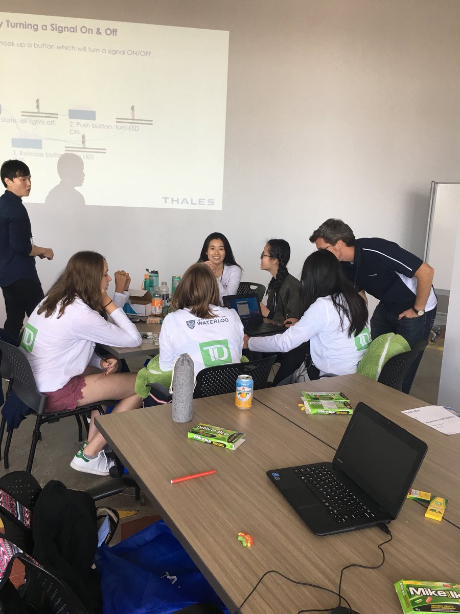 QueenaLee_HR's tweet photo. It was a great 1st day for the #arduinoworkshop - from #wiring to #coding to #roleplaying as trains. Our #engineers are now thinking hard on how to further improve &amp; prepare for Pt2 tmrw 🤔 @UWEngOutreach #CodeSquad #WIE #UrbanRailSignalling #ThursdayThoughts @ThalesCanada https://t.co/T8MqBSliG3