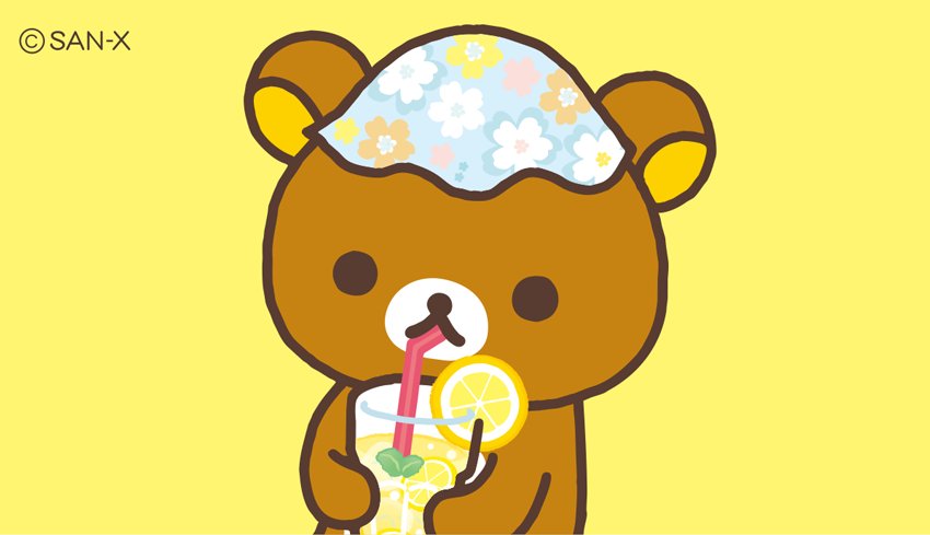 「みなさんも暑さに気をつけてくださいね〜
リラックマもしっかり準備中? 」|リラックマごゆるりサイト公式のイラスト