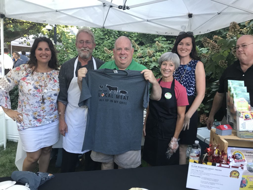 GovLarryHogan's tweet photo. Excited to host the 11th annual #BuyLocalCookout! Starting this Saturday, join me and the First Lady for #BuyLocalWeek and the #BuyLocalChallenge by incorporating at least one locally grown, produced, or harvested product into meals each day. Learn more => https://t.co/fczs6JBZqw https://t.co/MxUIKo97WU