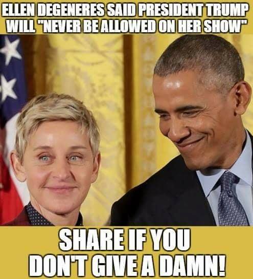 If you don't give a damn about Ellen Degeneres' opinion, please like and retweet! #ellendegeneres #MAGA