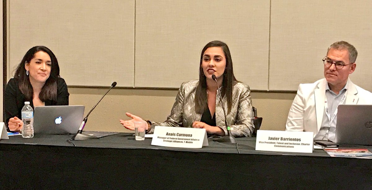 Anais_MagentaDC's tweet photo. Thrilled to represent @TMobile at the #LULAC18 convention panel on “Breakthrough Leadership in Tech” with @httponline Rosa Mendoza &amp; @Charter Javier Barrientos #IAmLULAC @LULAC #Latino #Leadership https://t.co/e62NkTt1tZ
