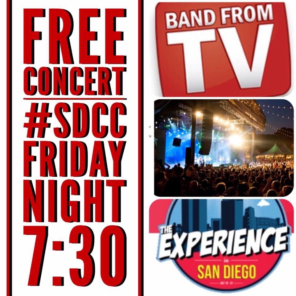 theBandFromTV's tweet photo. COMIC CON FREE CONCERT !!! #TheExperience at #SDCC18 @theBandFromTV is playing an ALL-STAR JAM  w/@greggrunberg @bobguiney @RobBenedict  @NickMarzock @DanFogler4DX @stutteringjohnm @clivewaldron &amp; MANY MORE! #free https://t.co/0pO8Z5apaa