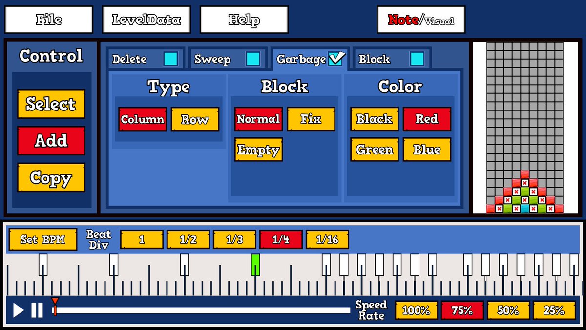 RhythmDrGame's tweet photo. Check out @BEATrisGame , a Tetris-like block puzzler with a slight twist: the incoming blocks slam down to the tempo of the music. You have to think fast and really anticipate the beat of the song. You can also make and share your own levels!

https://t.co/Qe3LJMXRmG

#loveindies https://t.co/LrzBg18fn9