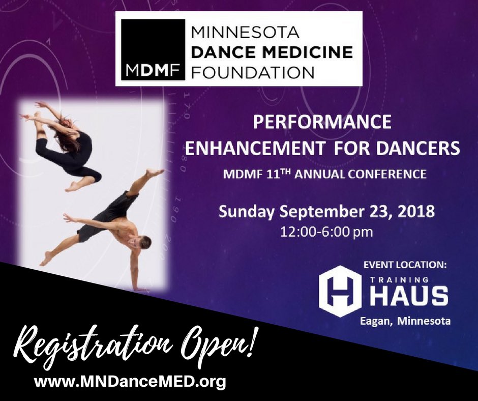 MNDanceMedicine's tweet photo. Dancers, teachers-Ready for a holistic performance enhancement toolbox? Join us for nutrition, mental health, conditioning, safety in tricks, and more on 9/23 @traininghaus Registration now open: https://t.co/NkbTSElVLJ https://t.co/FIY2ElSDLY